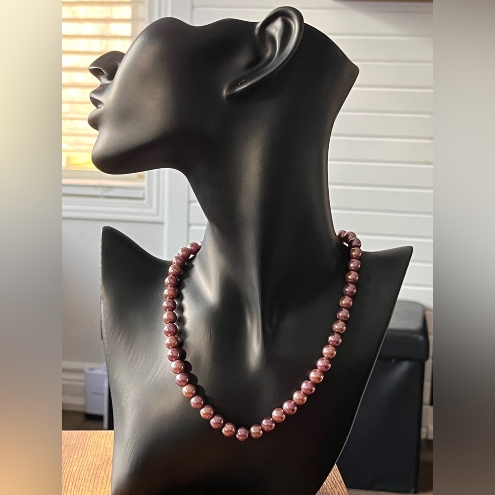 🌙 W5 CAR100-G - Purple faux pearls necklace
